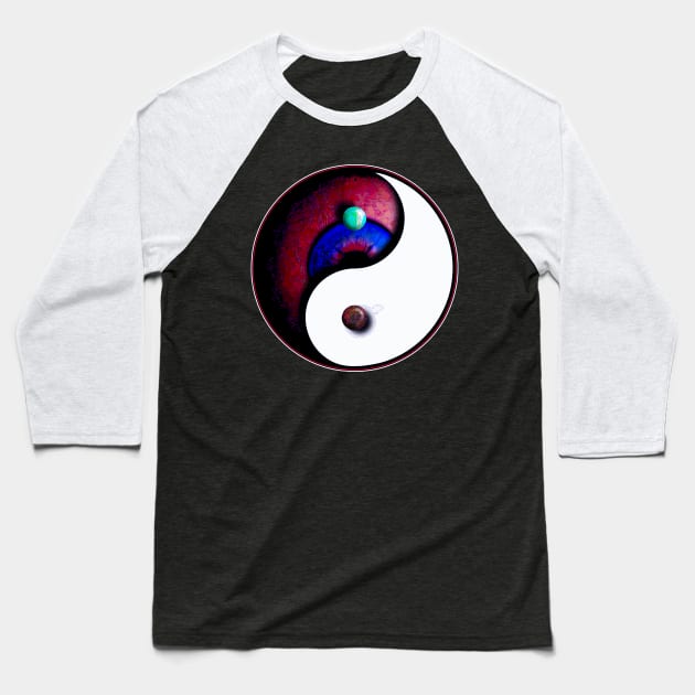 Red Eyed Ying Yang Baseball T-Shirt by crunchysqueak